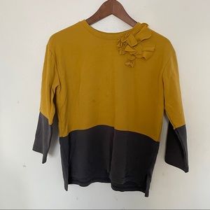 Mustard and Gray 3/4 Sleeve Shirt